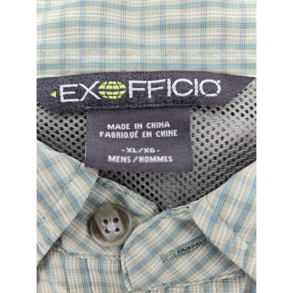 ExOfficio Shirt Mens XL Green Gingham Check Botton Up Vented Hiking Outdoor - Picture 4 of 10